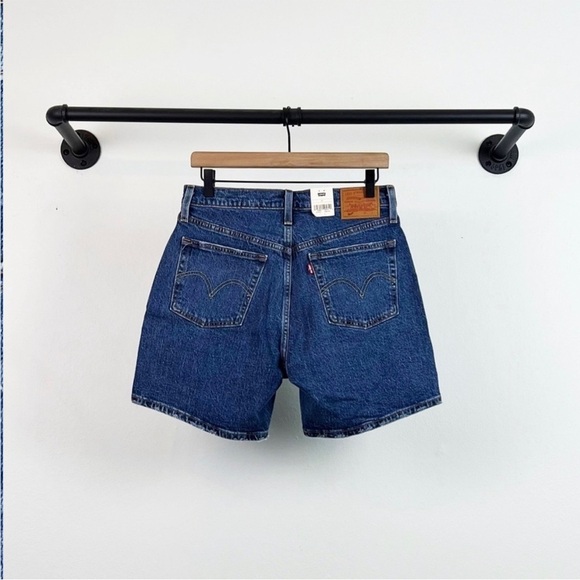 NWT Levi’s Premium Mid Thigh High Waisted Denim Shorts in Salsa Middle - Picture 7 of 9
